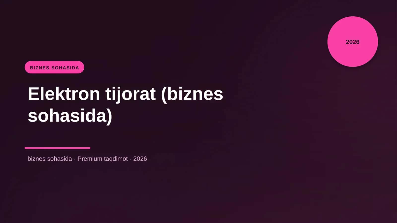 Elektron Tijorat (Biznes Sohasida)