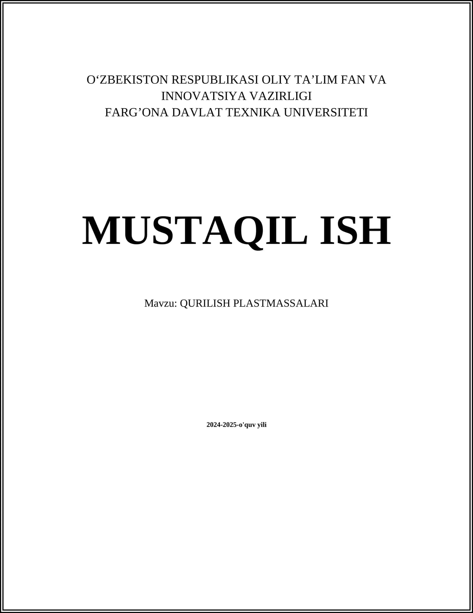 Qurilish plastmassalari