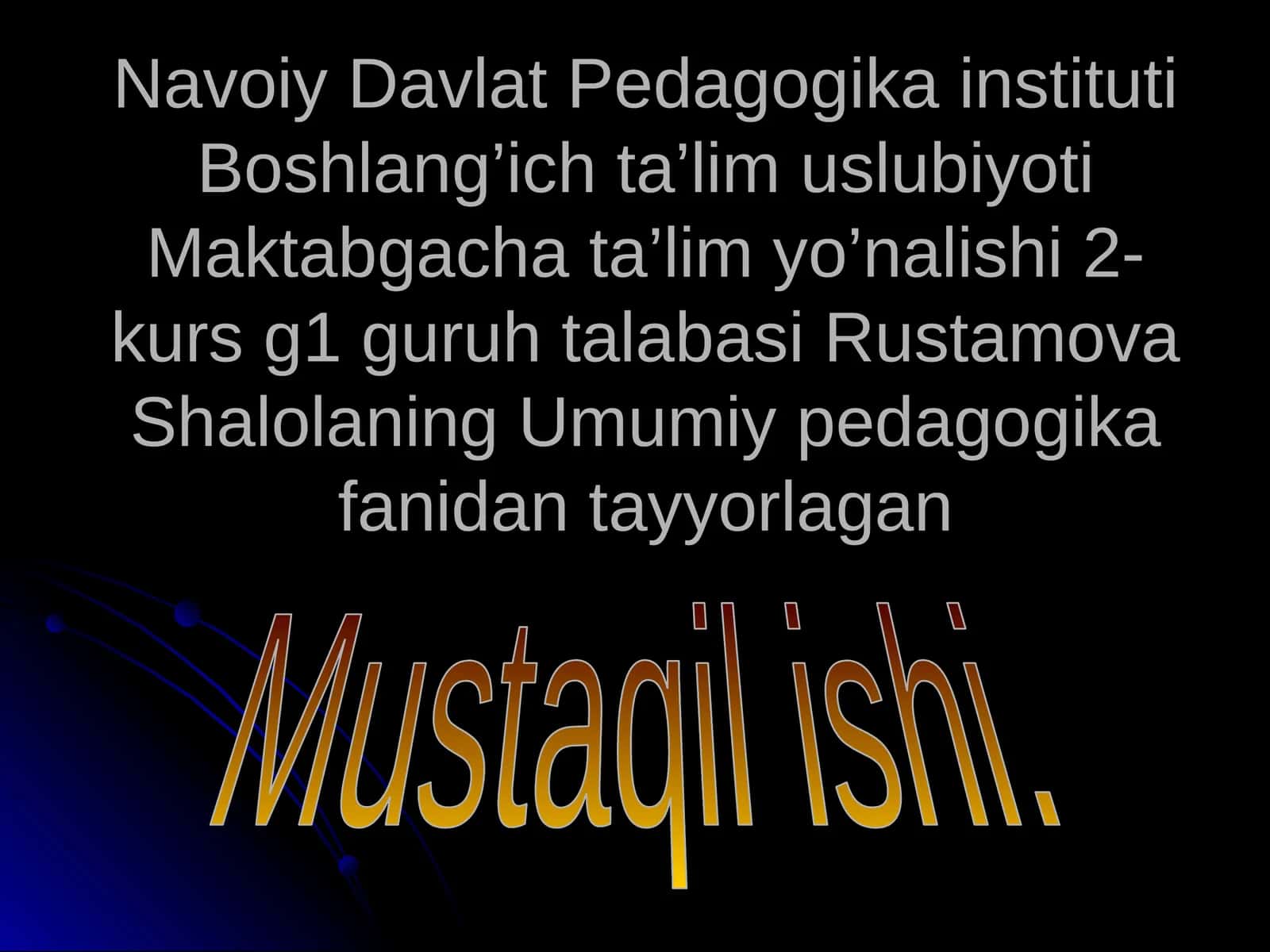 Navoiy Davlat Pedagogika Instituti Boshlang’ich Ta’lim Uslubiyoti