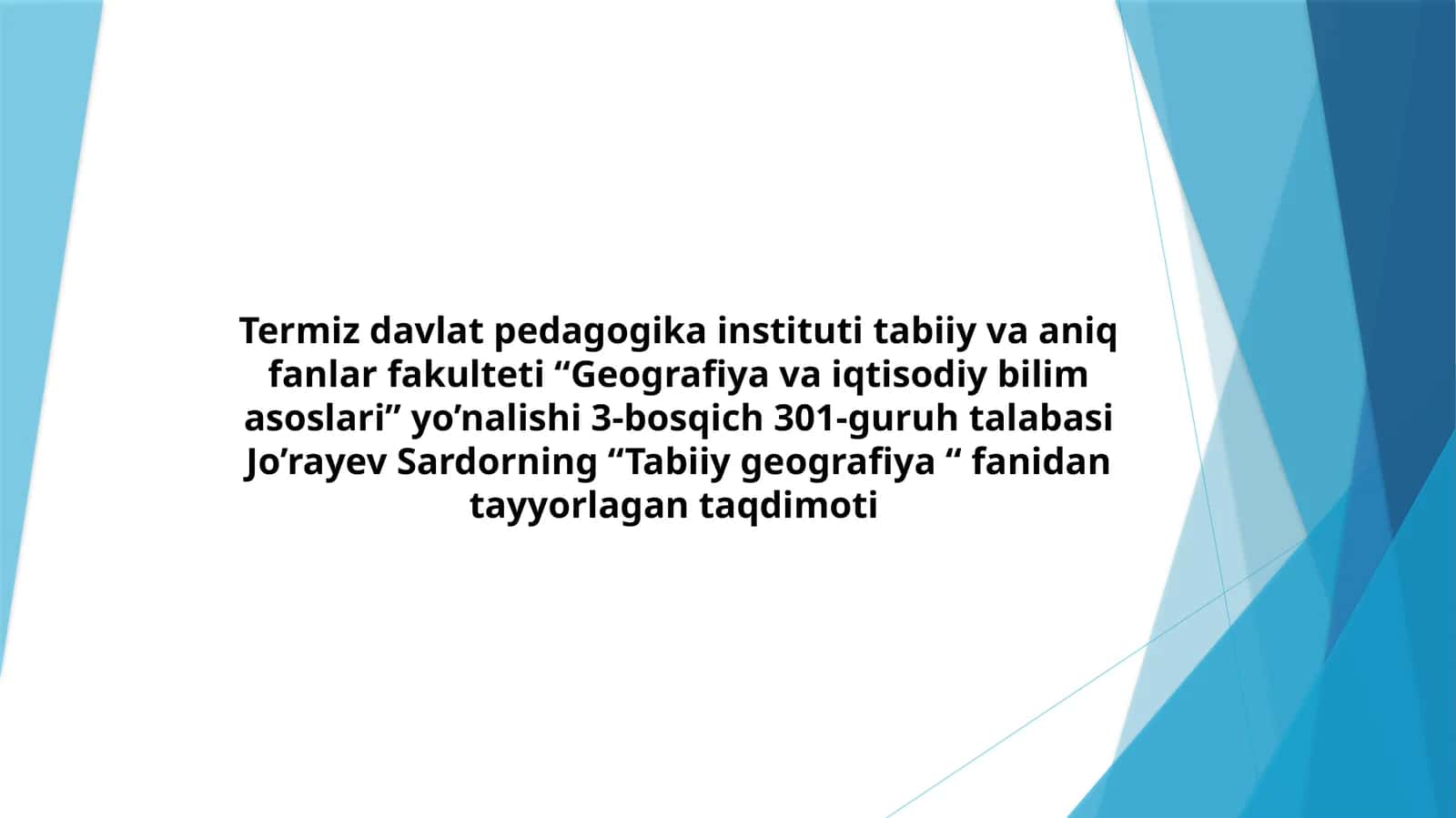 Geografiya va iqtisodiy bilim asoslari