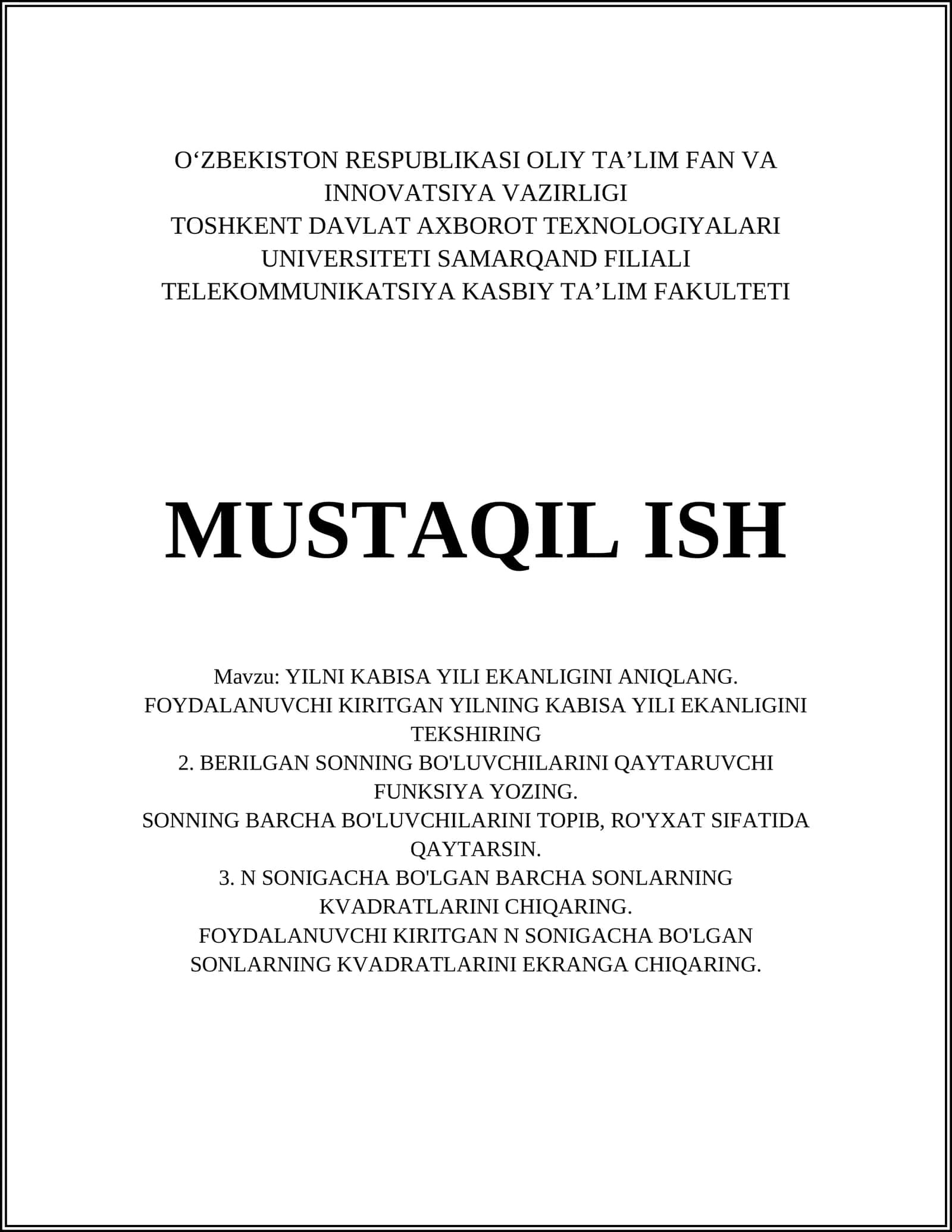 YILNI KABISA YILI EKANLIGINI ANIQLANG