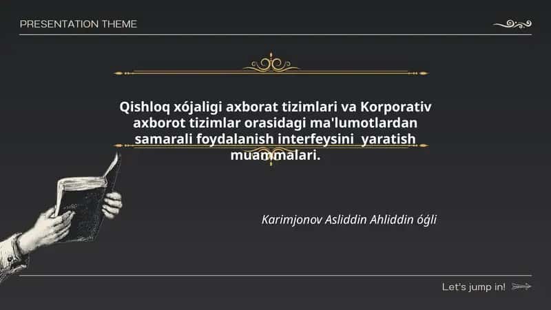 Qishloq xójaligi axborat tizimlari va Korporativ axborot tizimlar orasidagi ma'lumotlardan samarali foydalanish interfeysini yaratish muammalari