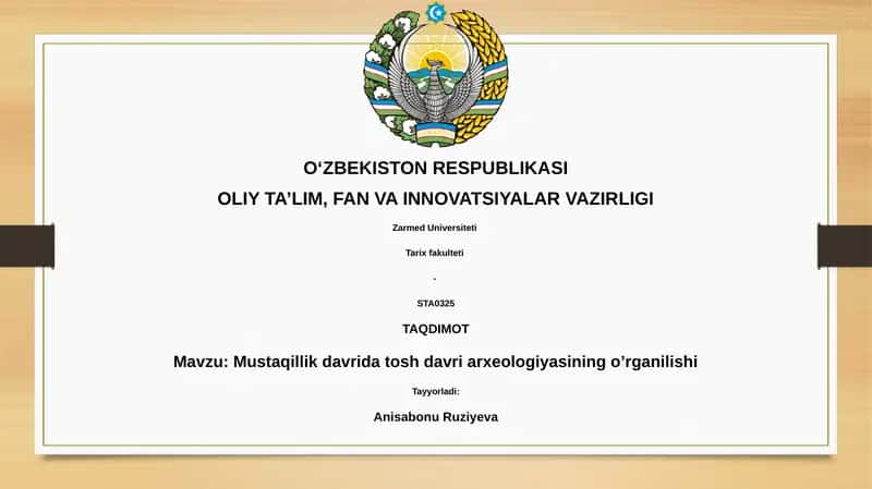 Mustaqillik davrida tosh davri arxeologiyasining o’rganilishi