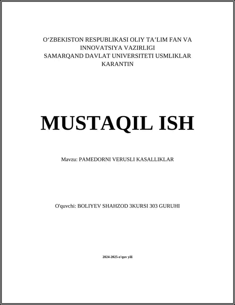 PAMEDORNI VERUSLI KASALLIKLAR
