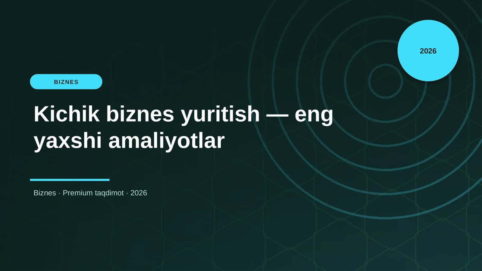 Kichik biznes yuritish — eng yaxshi amaliyotlar