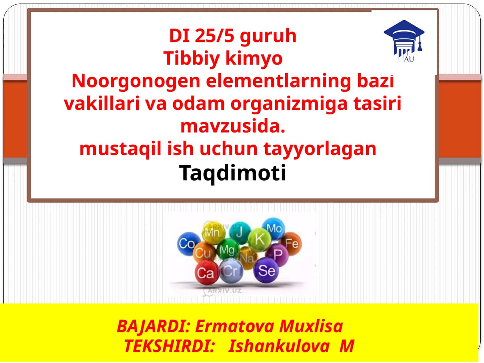 Mavzu: Noorganogenelementlar