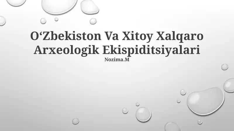 O‘Zbekiston Va Xitoy Xalqaro Arxeologik Ekispiditsiyalari