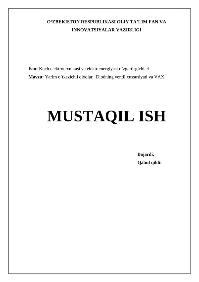 Yarim o’tkazichli diodlar