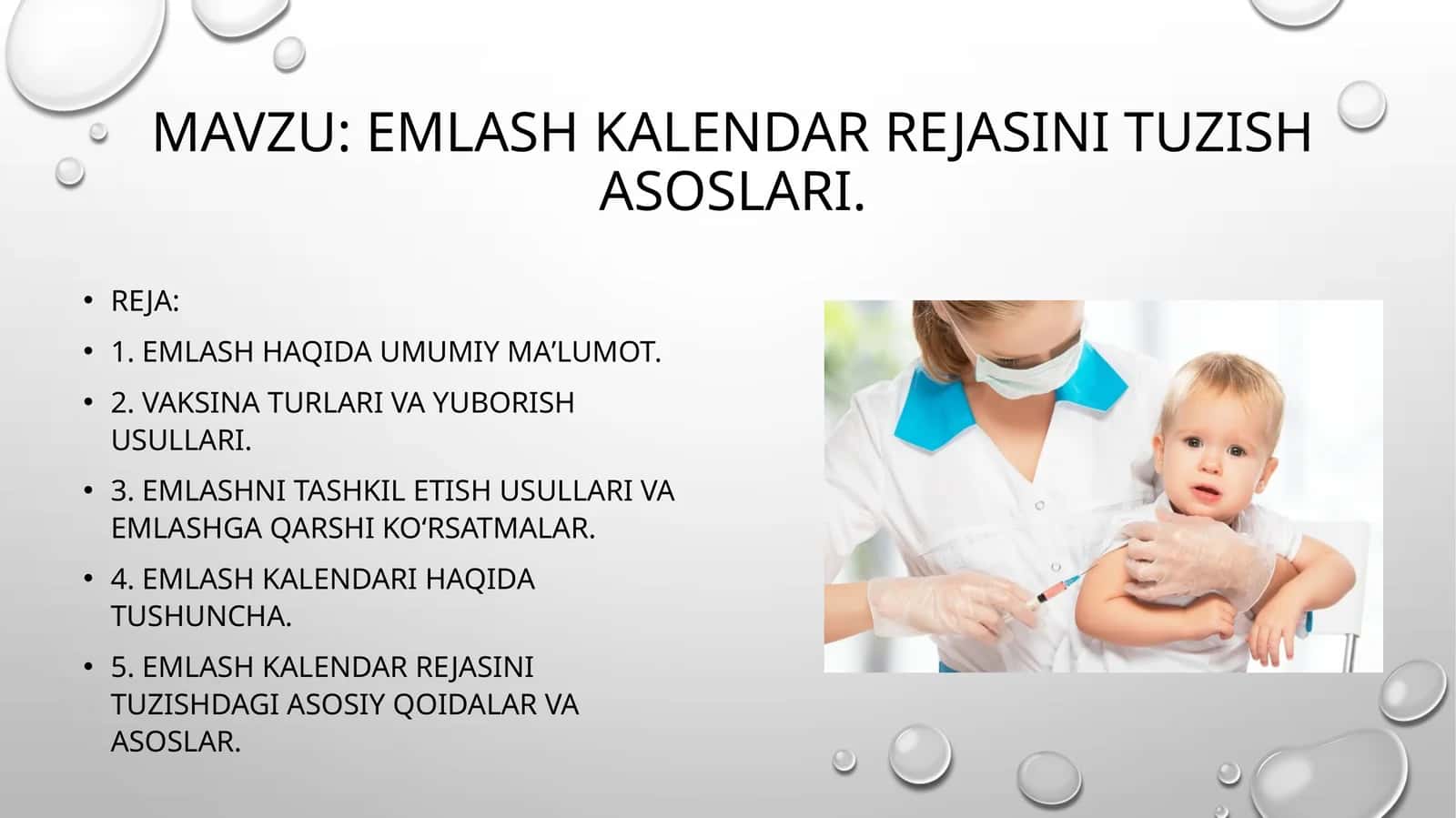 Emlash kalendar rejasini tuzish asoslari