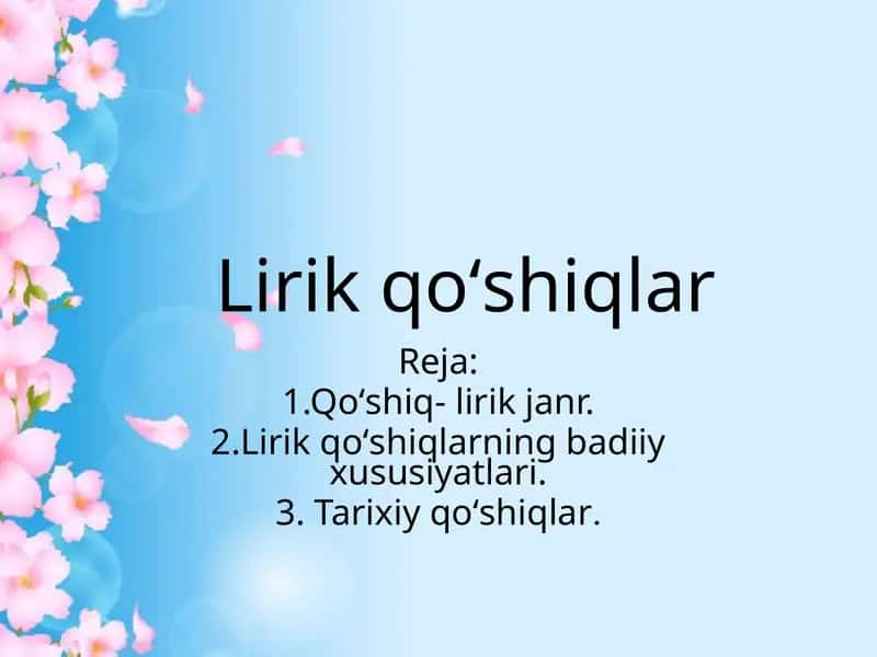 Lirik qoʻshiqlar
