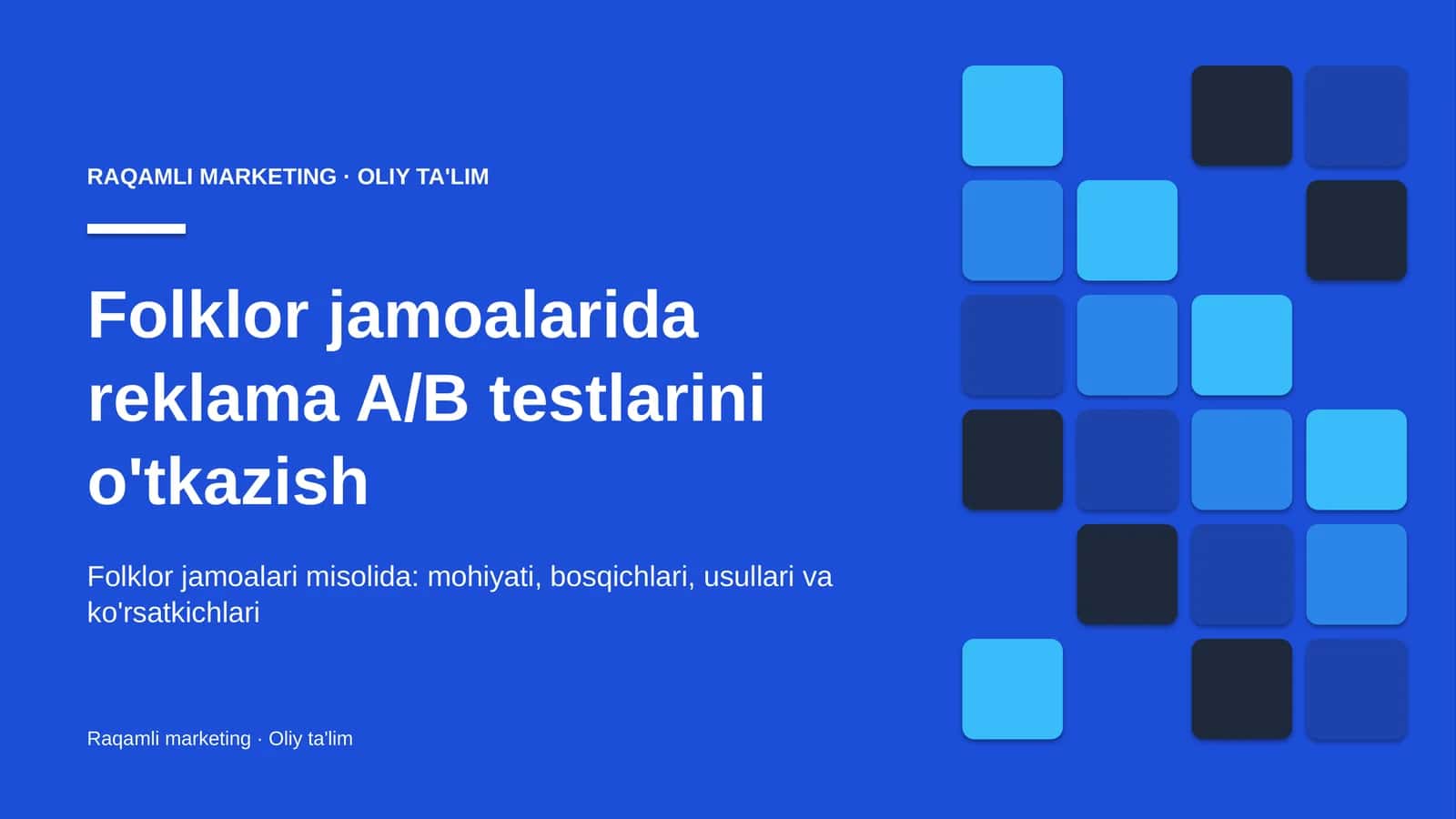 folklor jamoalarida reklama a b testlarini o'tkazish 4924