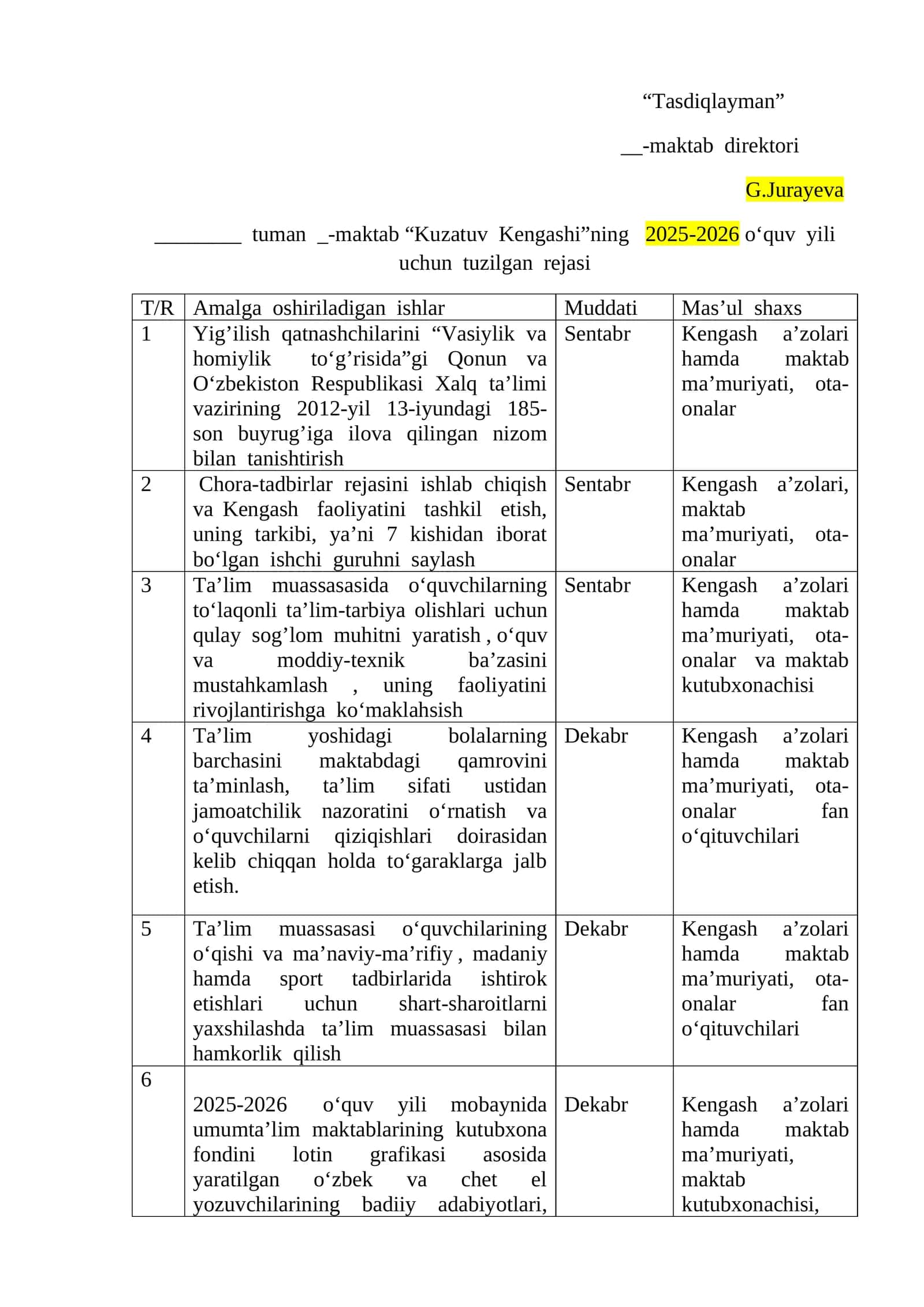 maktab “Kuzatuv Kengashi”