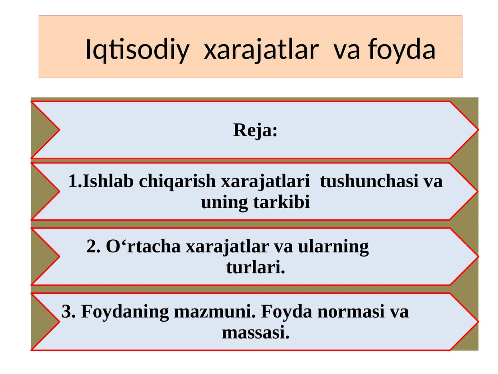 Ishlabchiqarish xarajatlar va foyda