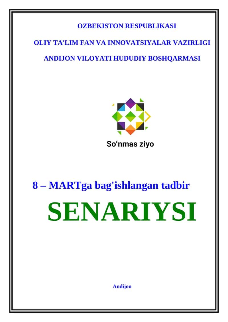 8-martga bag’ishlangan tadbir senariy