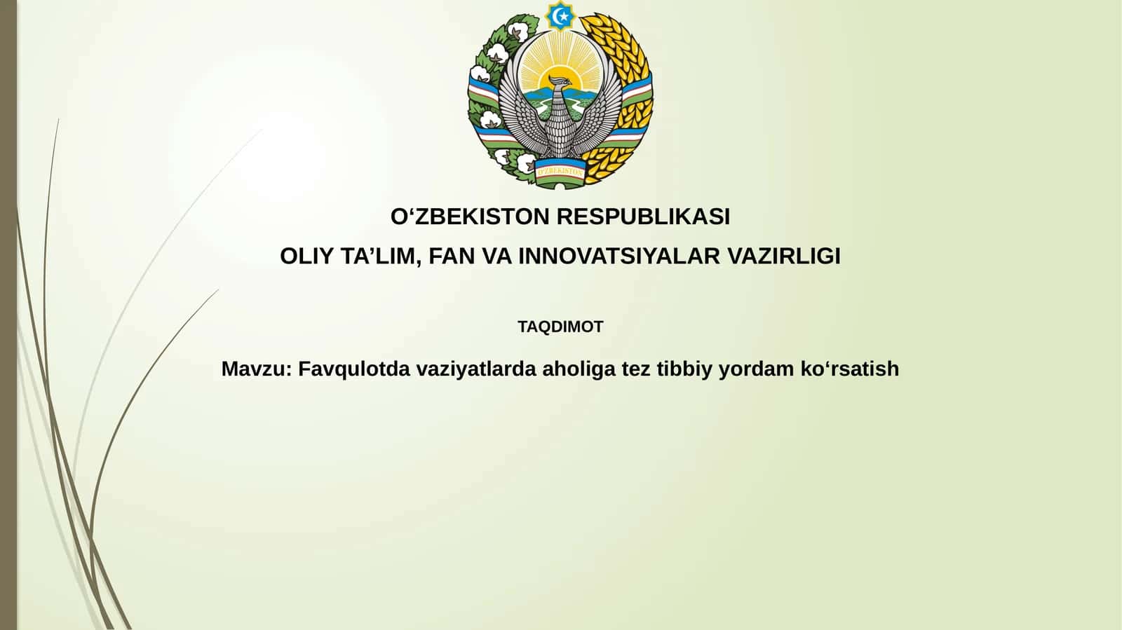Favqulotdavaziyatlardaaholigateztibbiyyordamkoʻrsatish