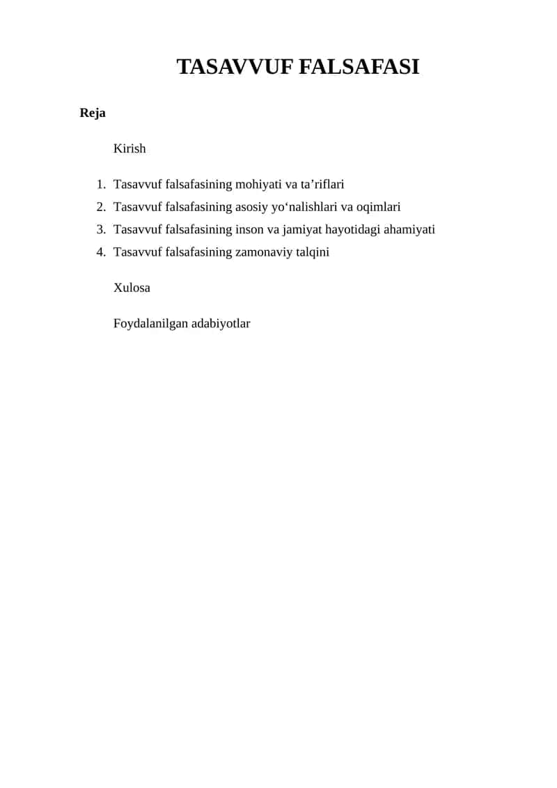 TASAVVUF FALSAFASI
