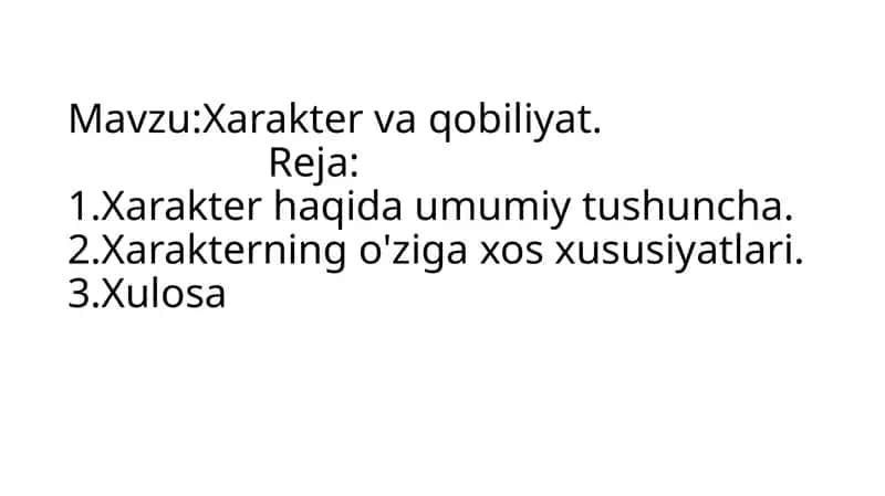Xarakter va qobiliyat