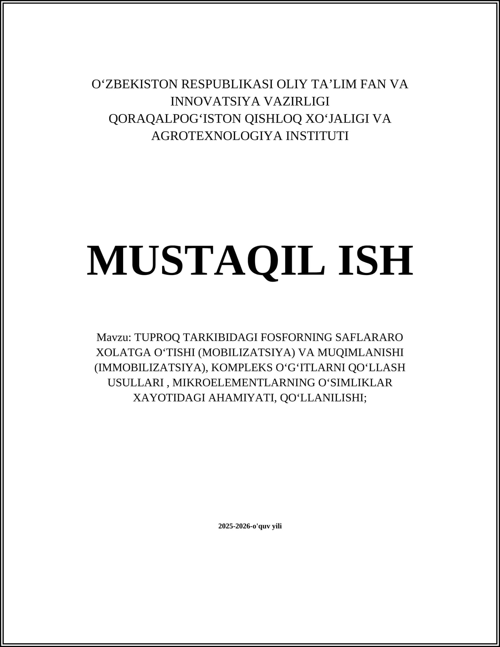 Fosforning mobilizatsiyalanishi va immobilizatsiyasi