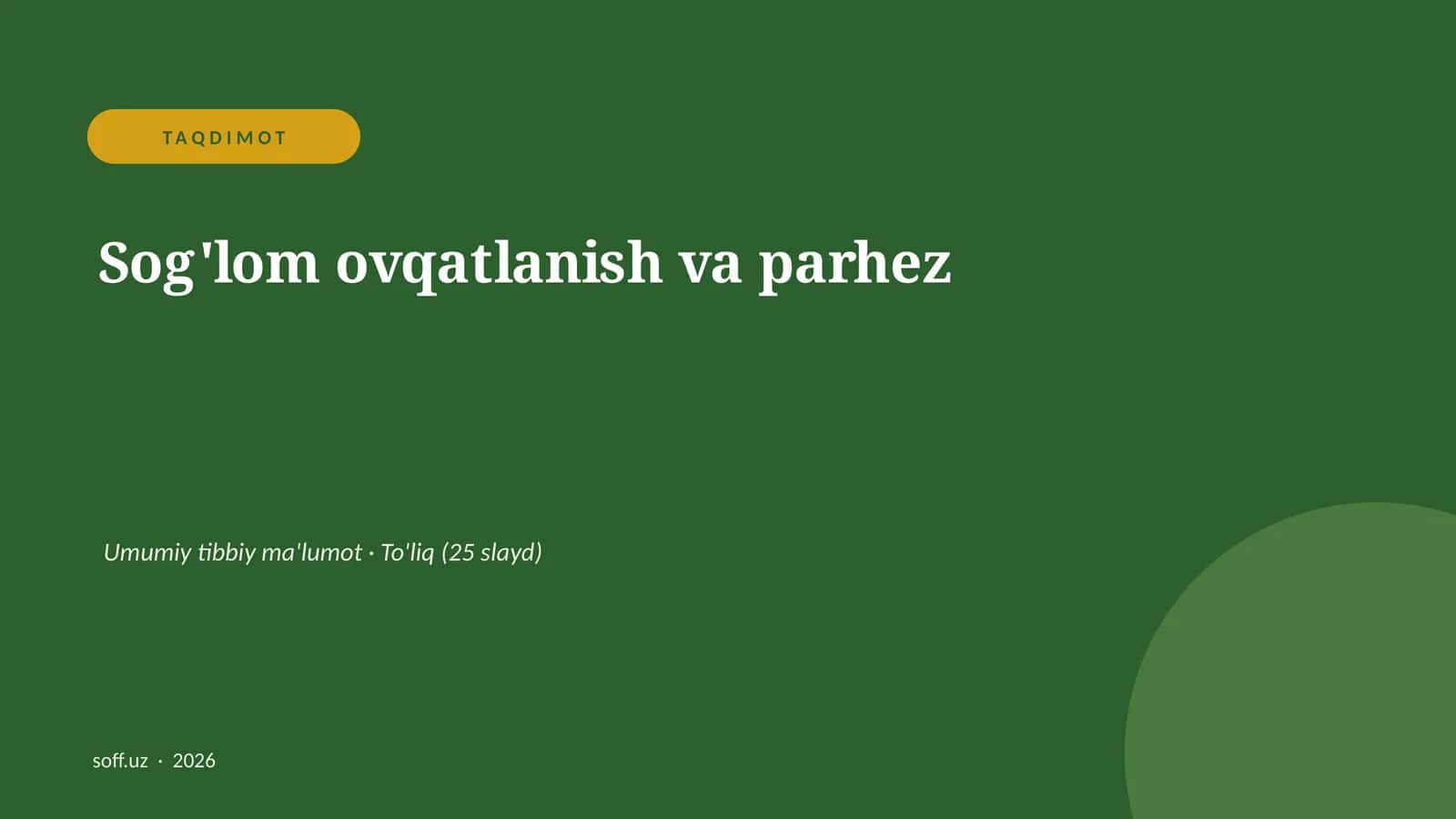 Sog'lom ovqatlanish va parhez