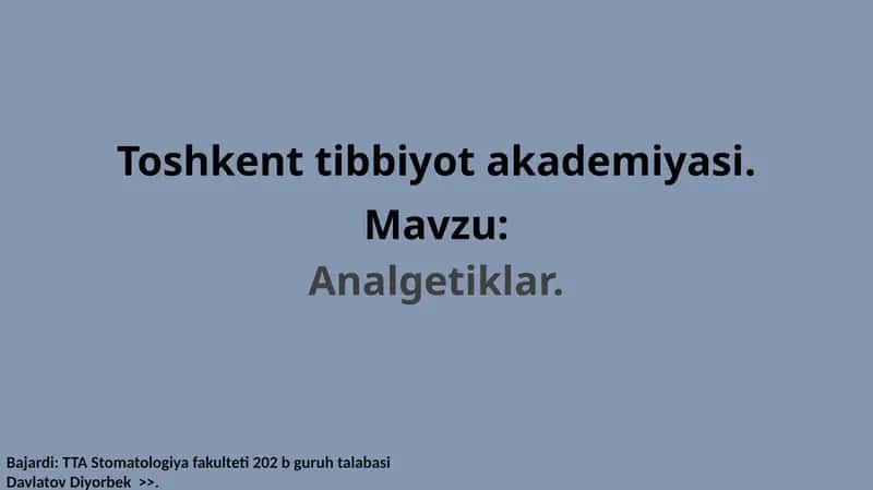 Analgetiklar