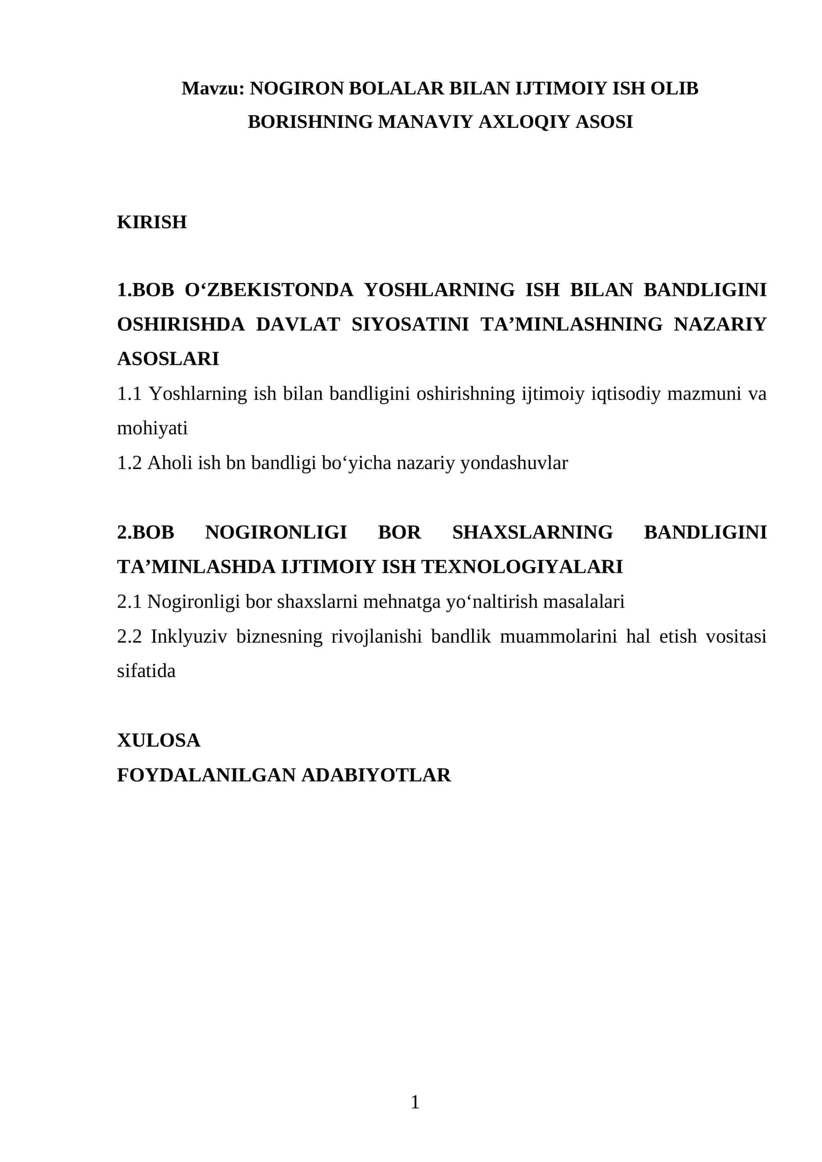 NOGIRON BOLALAR BILAN IJTIMOIY ISH OLIB BORISHNING MANAVIY AXLOQIY ASOSI