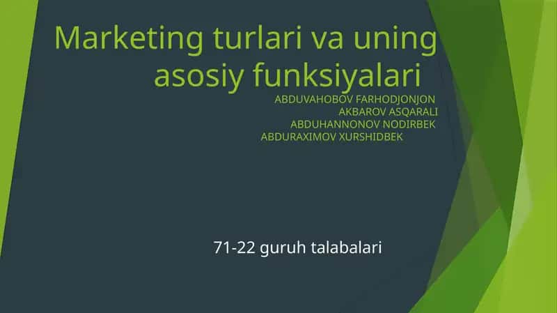 Marketingturlari va uning asosiy funksiyalari