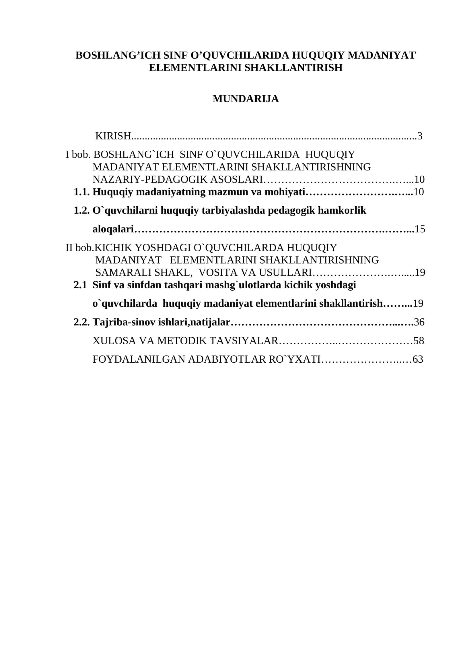 BOSHLANG’ICH SINF O’QUVCHILARIDA HUQUQIY MADANIYAT ELEMENTLARINI SHAKLLANTIRISH