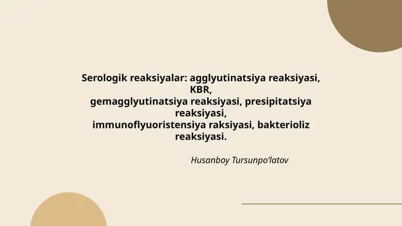 Serologik reaksiyalar