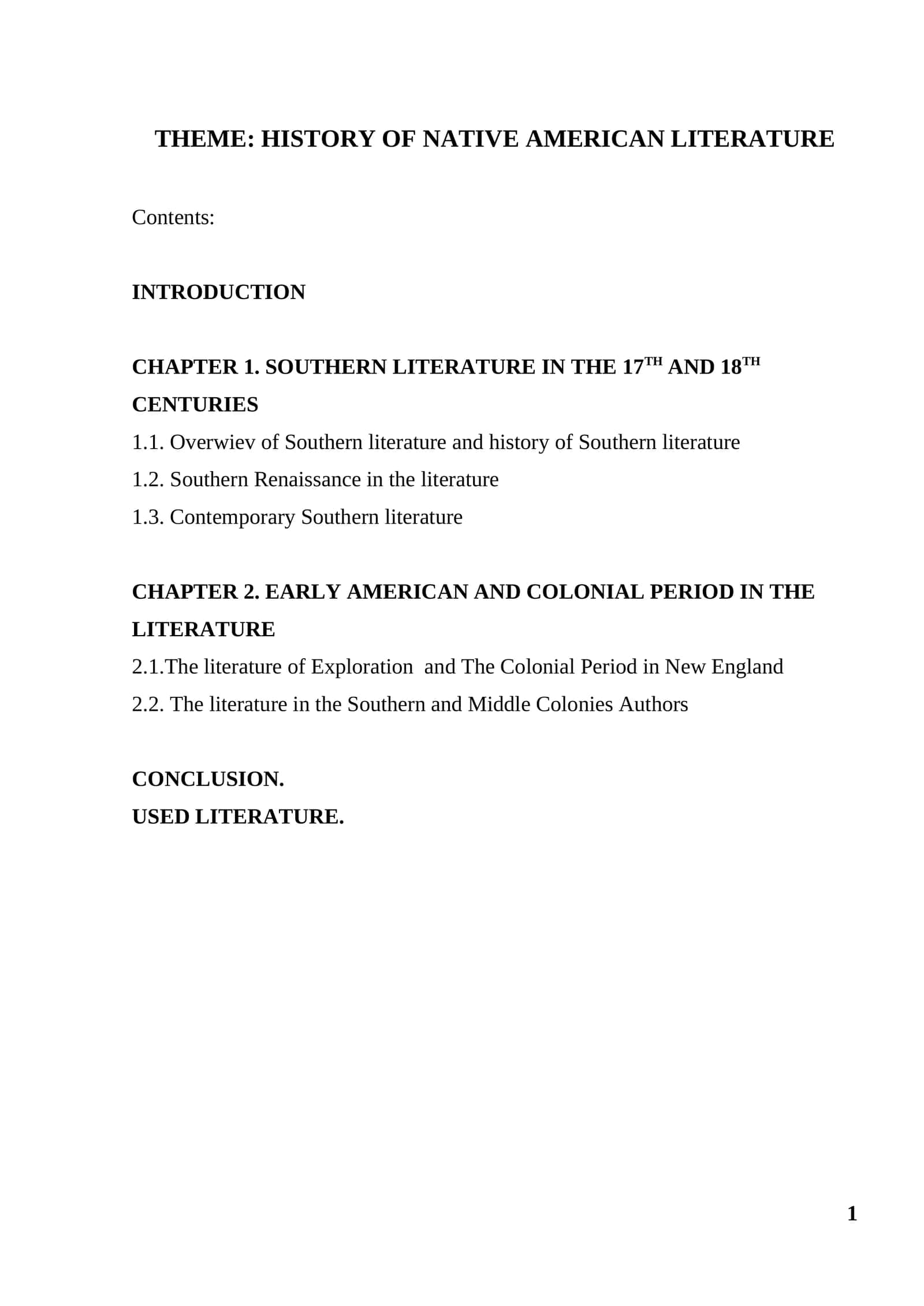 HISTORY OF NATIVE AMERICAN LITERATURE