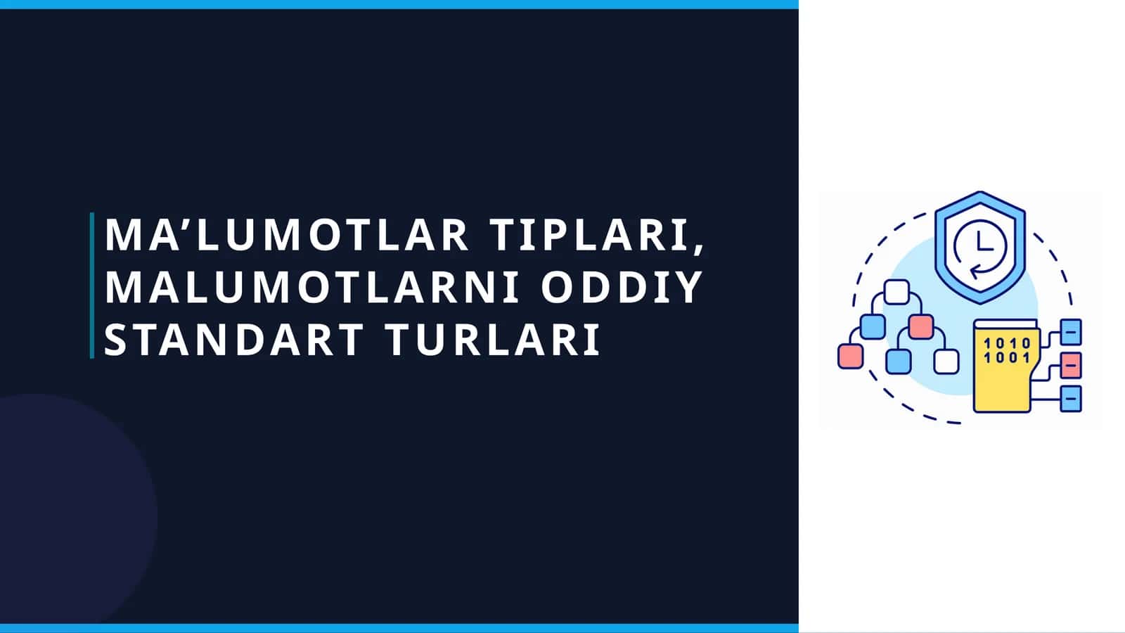 MA’LUMOTLAR TIPLARI, MALUMOTLARNI ODDIY STANDART TURLARI