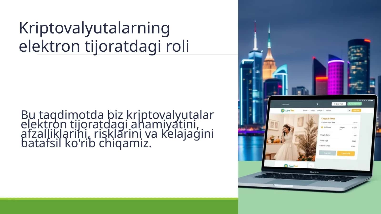 Kriptovalyutalarning elektron tijoratdagi roli