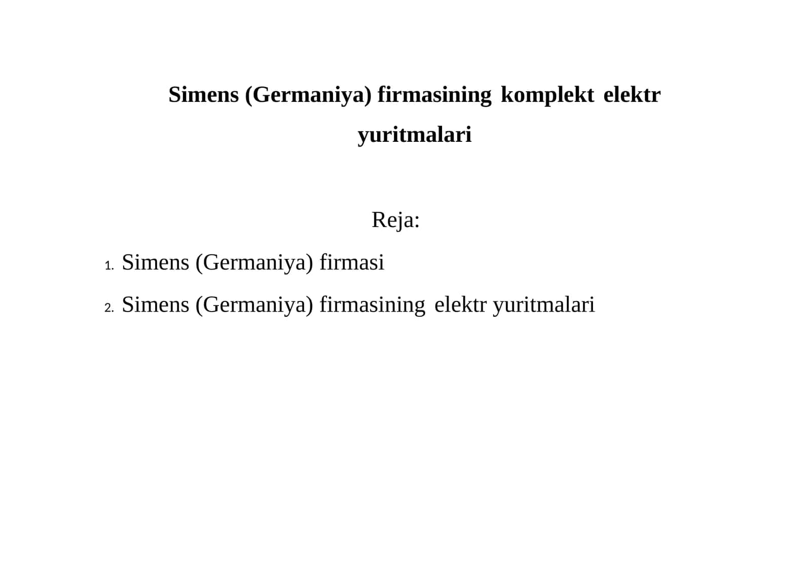 Simens (Germaniya) firmasining komplekt elektr yuritmalari