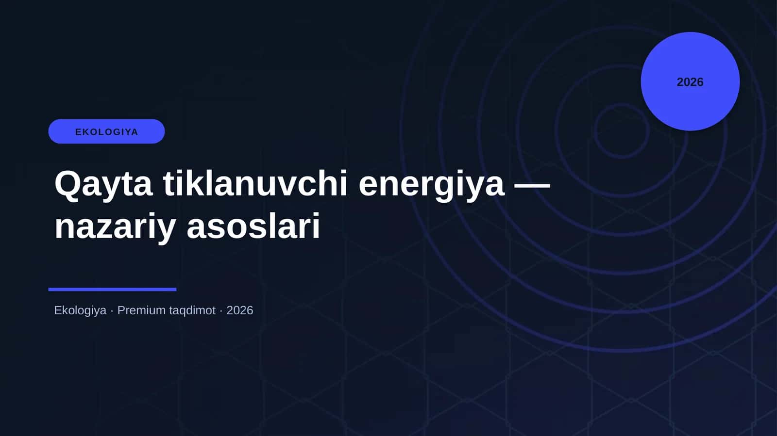 Qayta tiklanuvchi energiya — nazariy asoslari