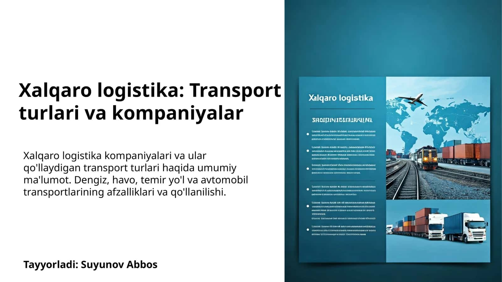 Dengiz transporti: konteyner kemalari va portlar
