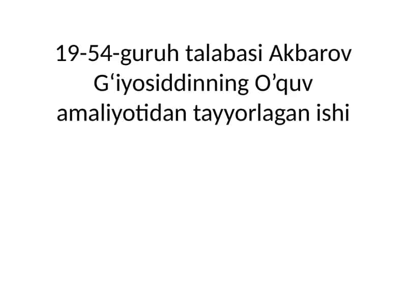 O'quv Amaliyoti Darslik