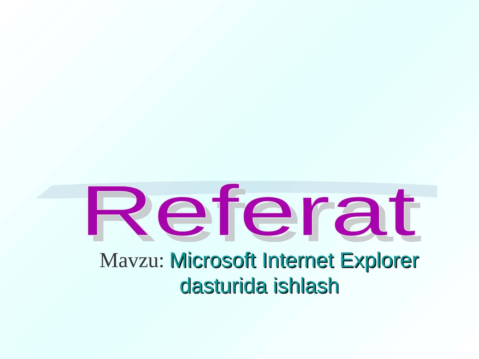 Microsoft Internet Explorer dasturida ishlash