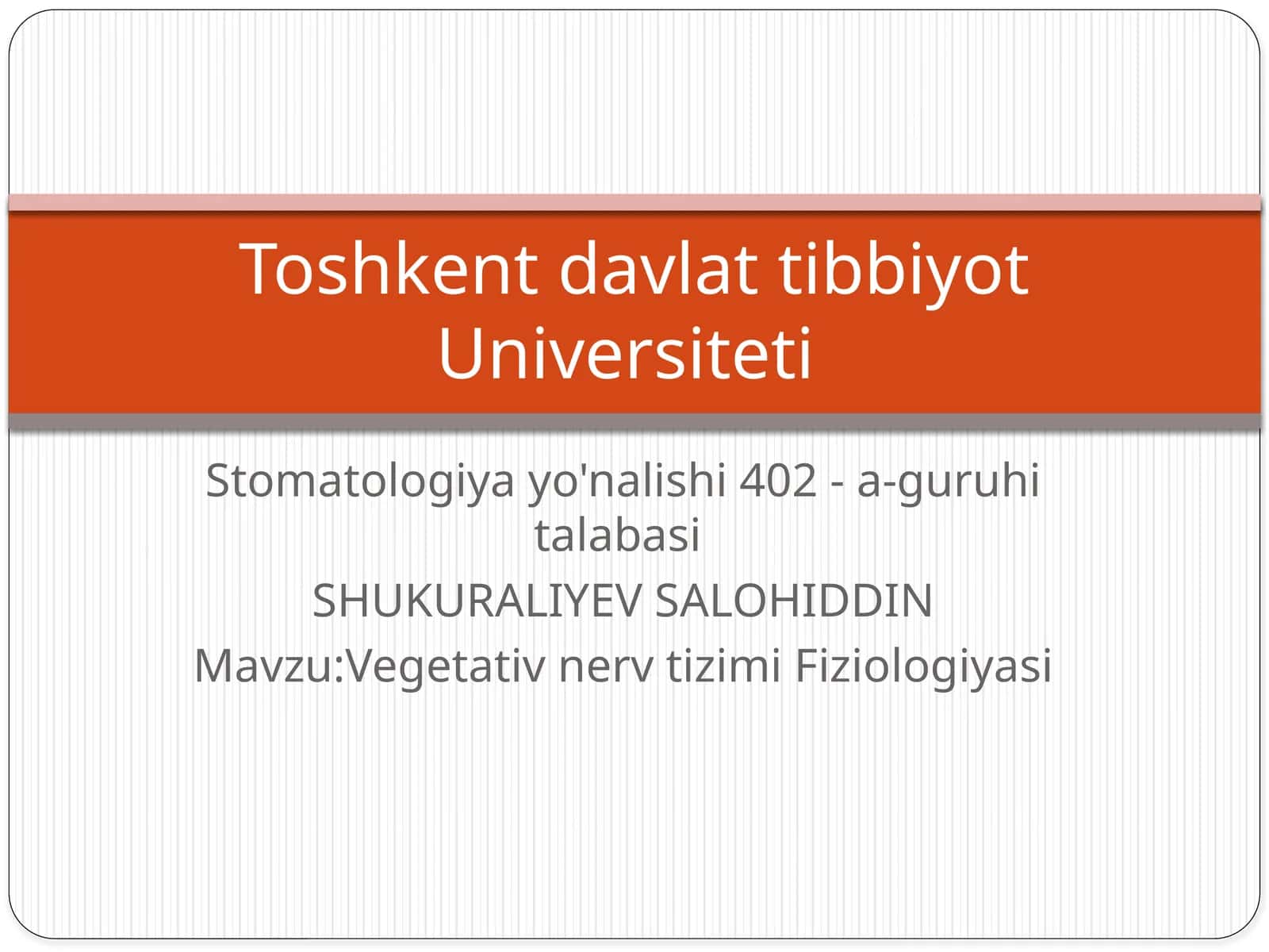 Vegetativ nerv tizimi Fiziologiyasi