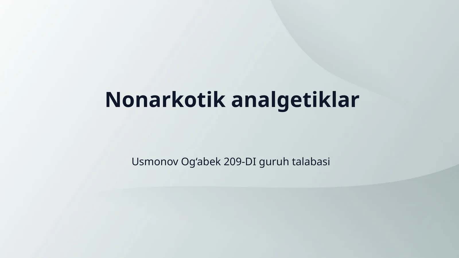 Nonarkotik analgetiklar