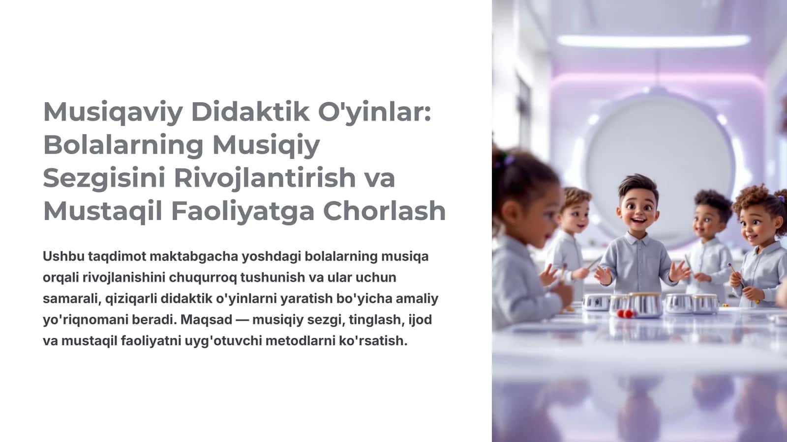 Musiqaviy Didaktik O'yinlar: Bolalarning Musiqiy Sezgisini Rivojlantirish va Mustaqil Faoliyatga Chorlash