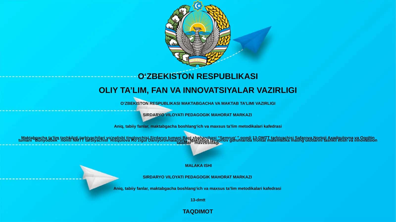 Maktabga tayyorlov guruhlarida frontal matematika mashg‘ulotlarini tashkil etish va innovatsion talablar