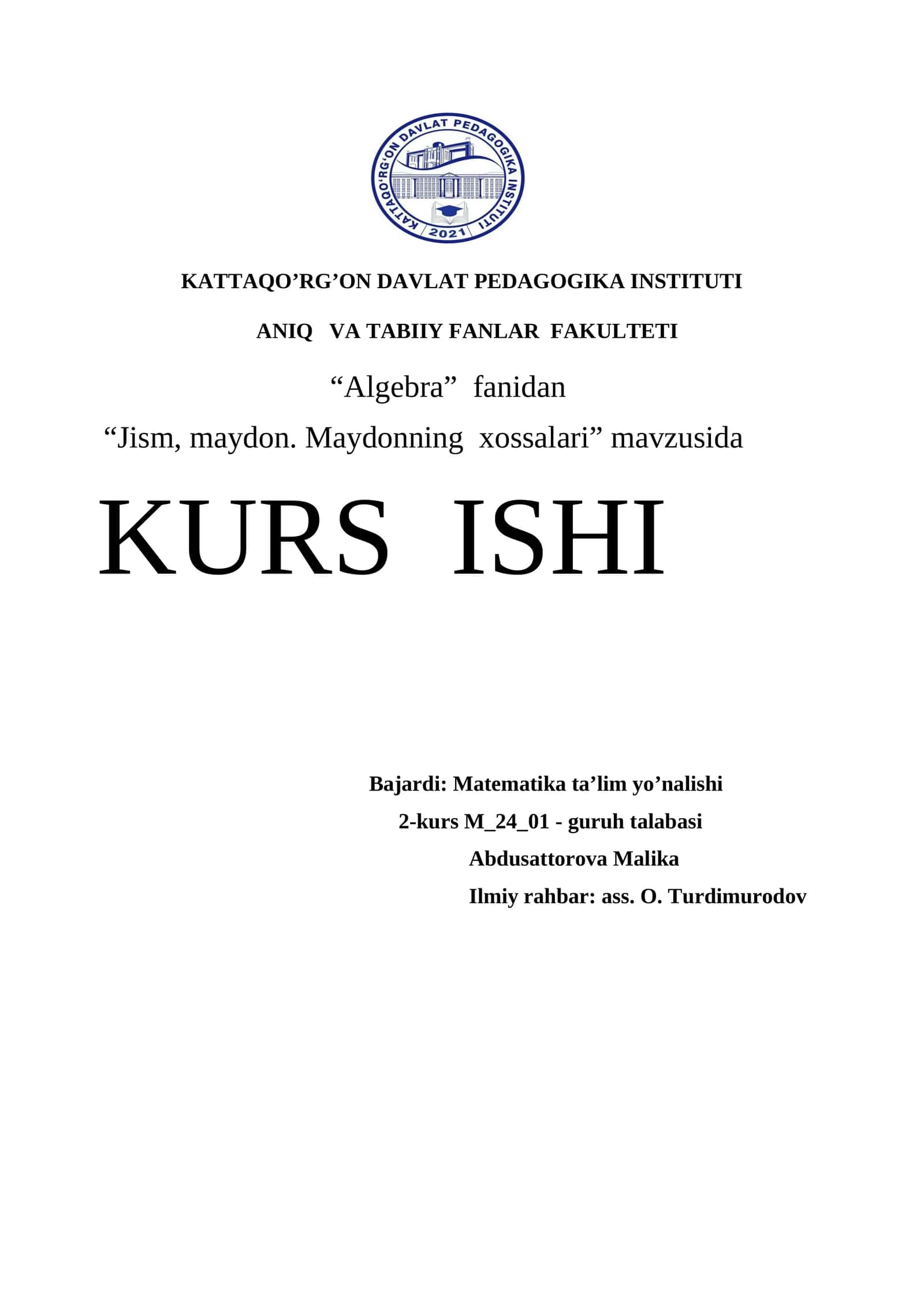 Algebra Kurs Ishi
