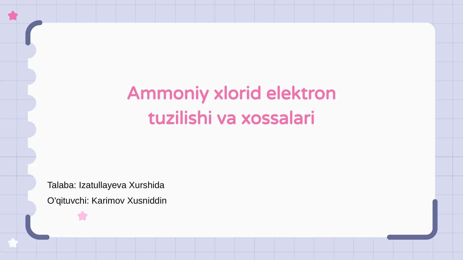 Ammoniy xlorid elektron tuzilishi va xossalari