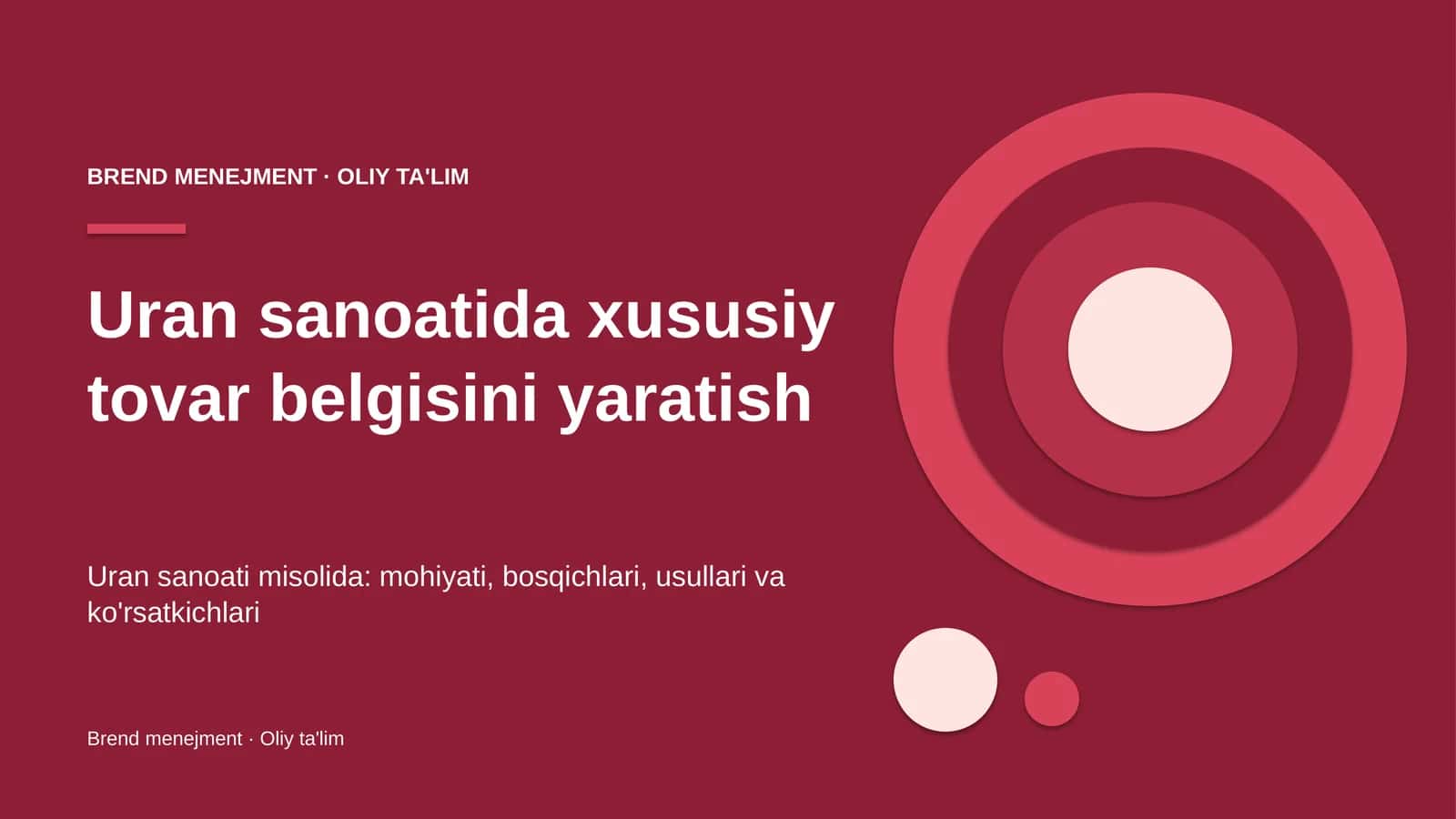 Uran sanoatida xususiy tovar belgisini yaratish