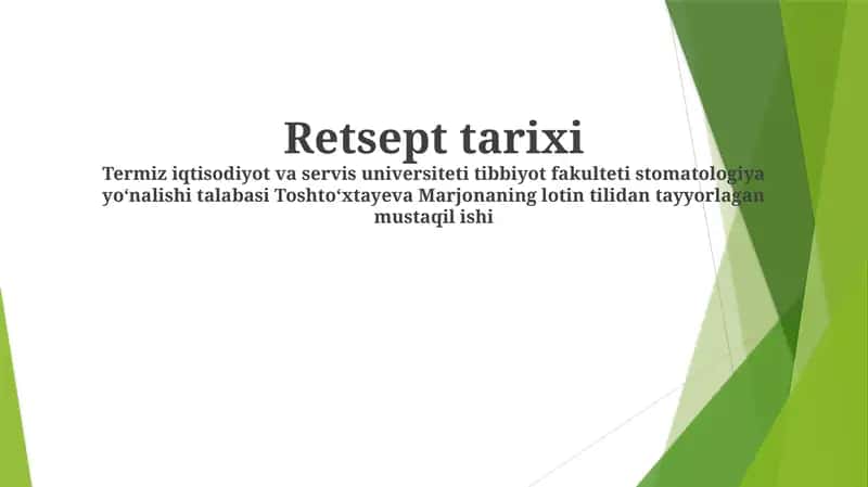 Retseptlar tarixi