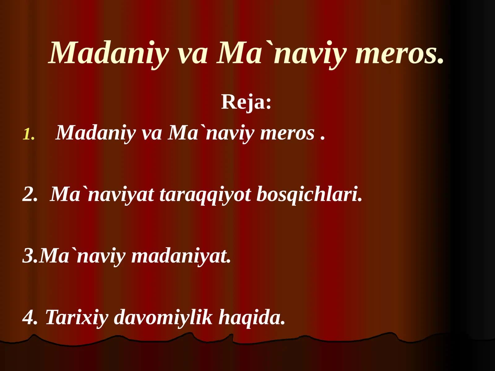 Madaniy va Ma`naviy meros
