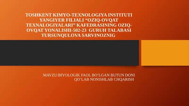 OZIQ-OVQAT TEXNALOGIYALARI