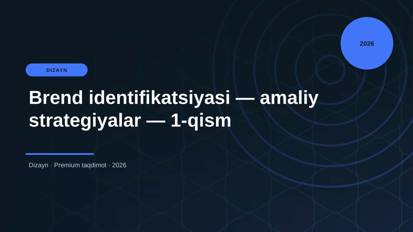 Brend identifikatsiyasi — amaliy strategiyalar — 1-qism