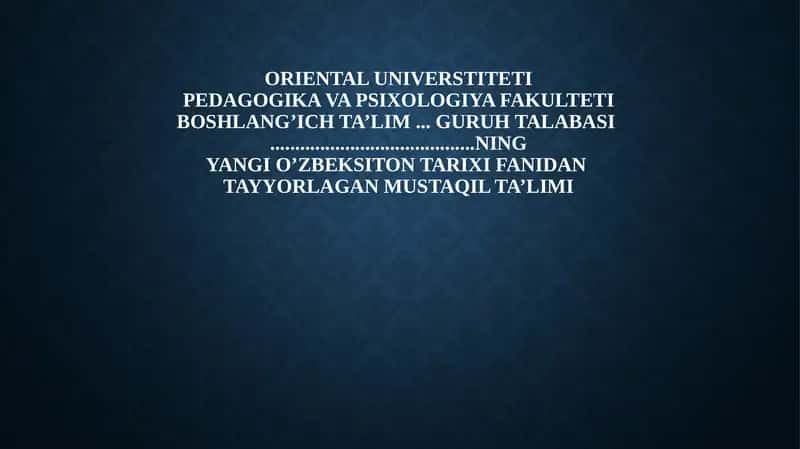 O'zbekiston Mustaqilligi