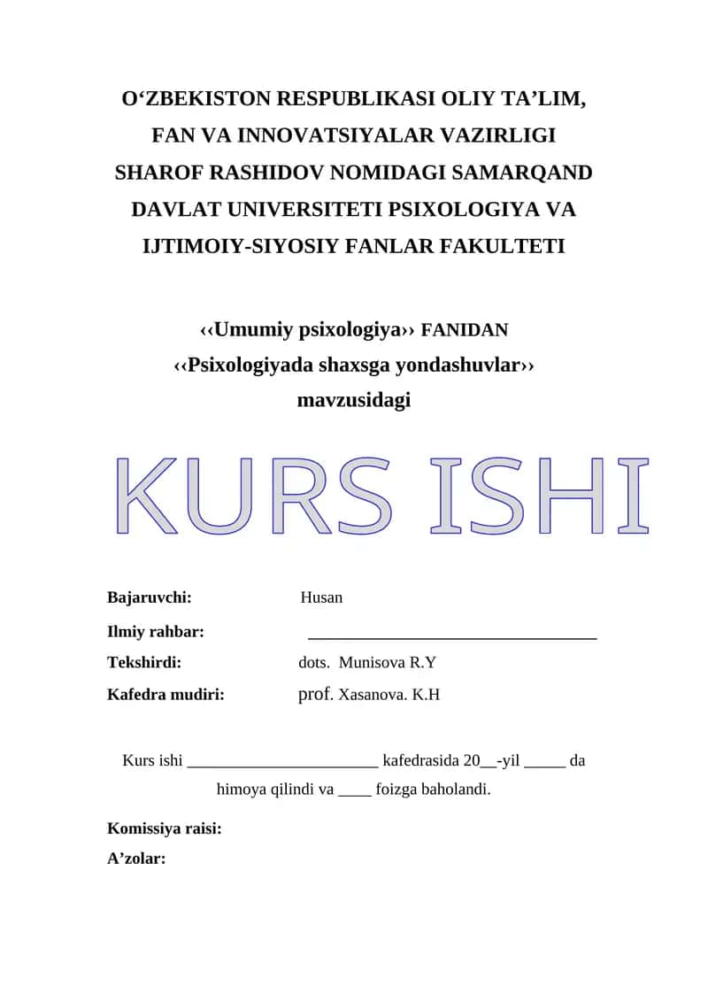 Psixologiyada shaxsga yondashuvlar