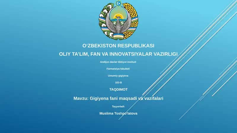 Gigiyena fani maqsadi va vazifalari